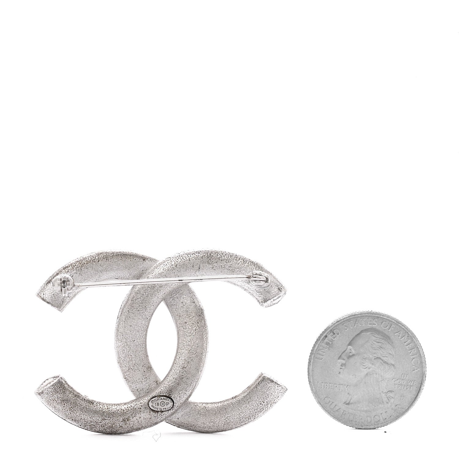 Chanel Baguette Crystal CC Brooch Silver 2 of 3