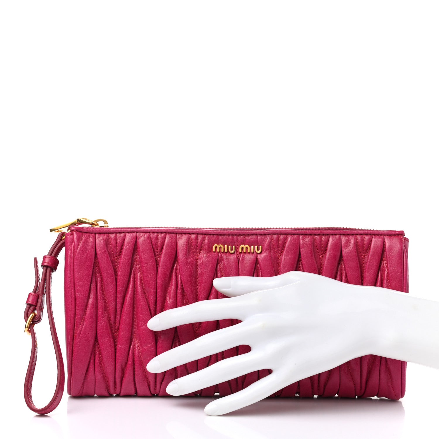 Miu Miu Nappa Matelasse Lux Wristlet Fuxia 2 of 8