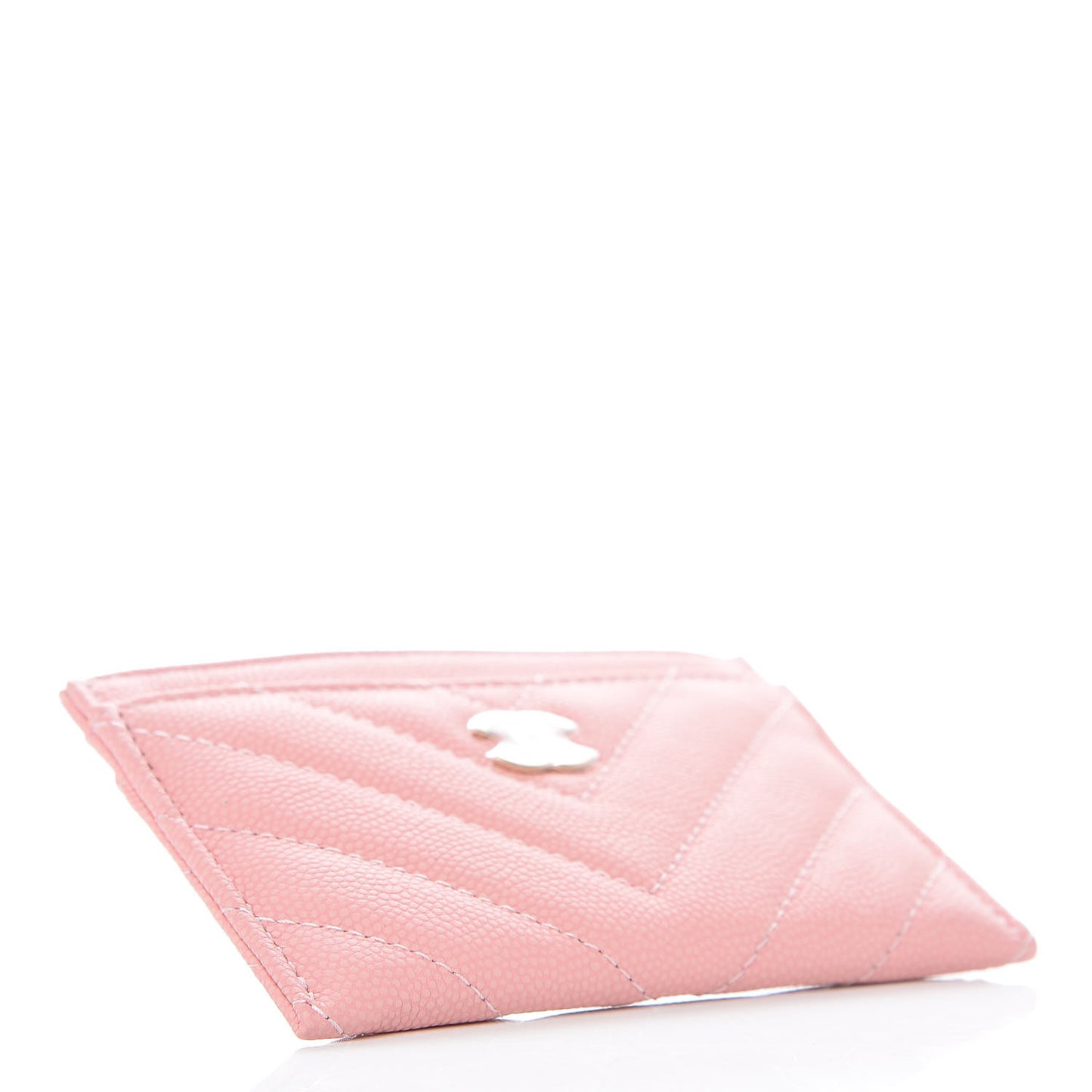 Caviar Chevron Quilted Card Holder Pink