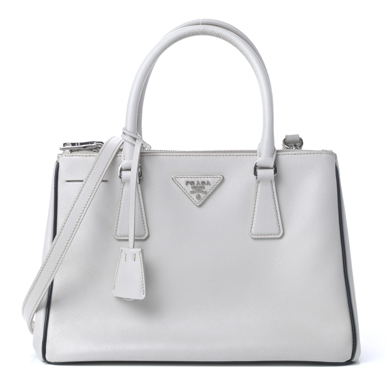 Prada Saffiano Small Galleria Double Zip Tote Talco Black 1 of 8