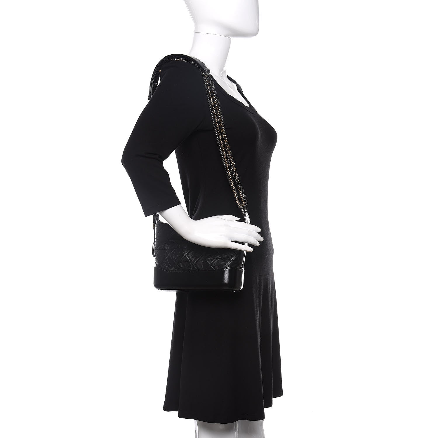 Chanel Aged Calfskin Quilted Small Gabrielle Hobo Black 2 of 10