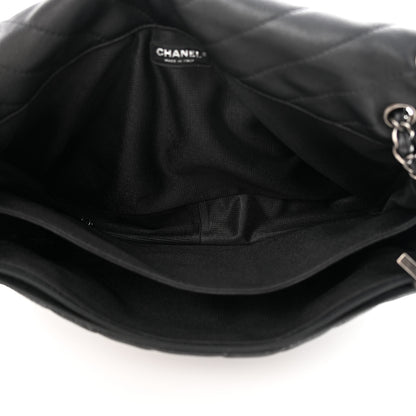 Chanel Calfskin Chevron Quilted XXL Travel Flap Bag Black 5 of 14