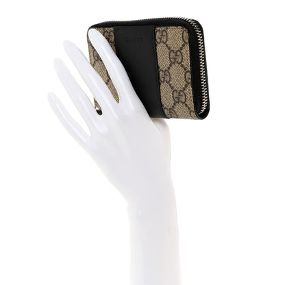 Gucci GG Supreme Monogram Zip Around Card Case Black 2 of 6