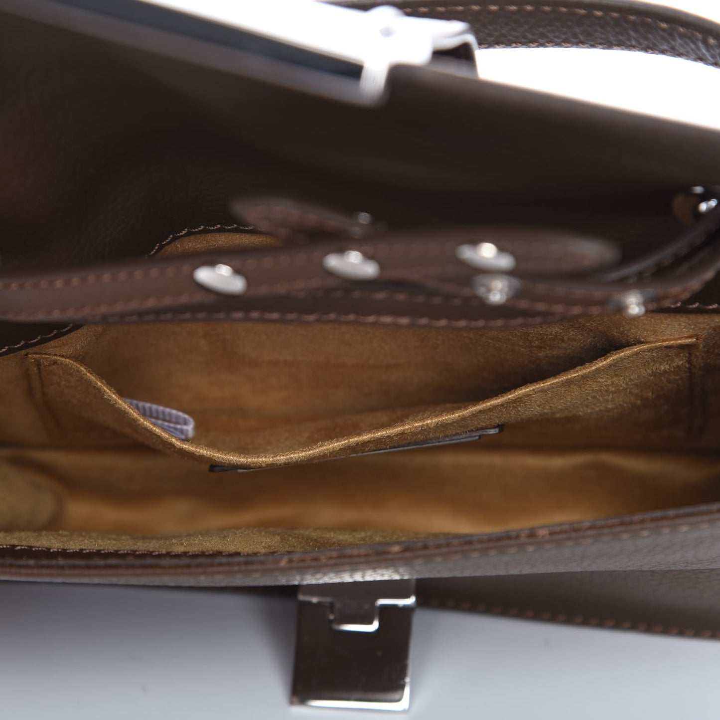 Pebbled Calfskin Rebel Crossbody Bag Brown