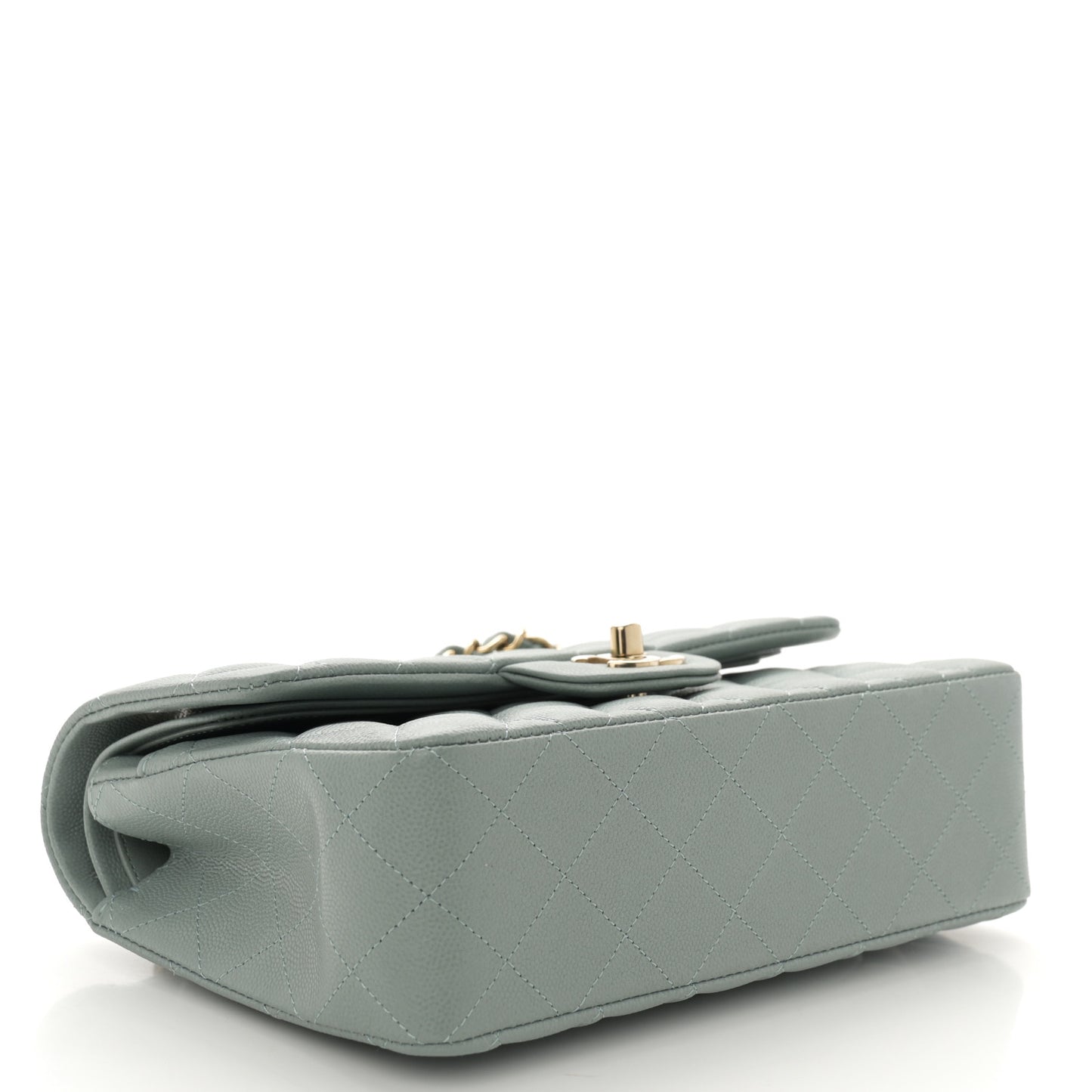 Caviar Quilted Small Double Flap Light Blue