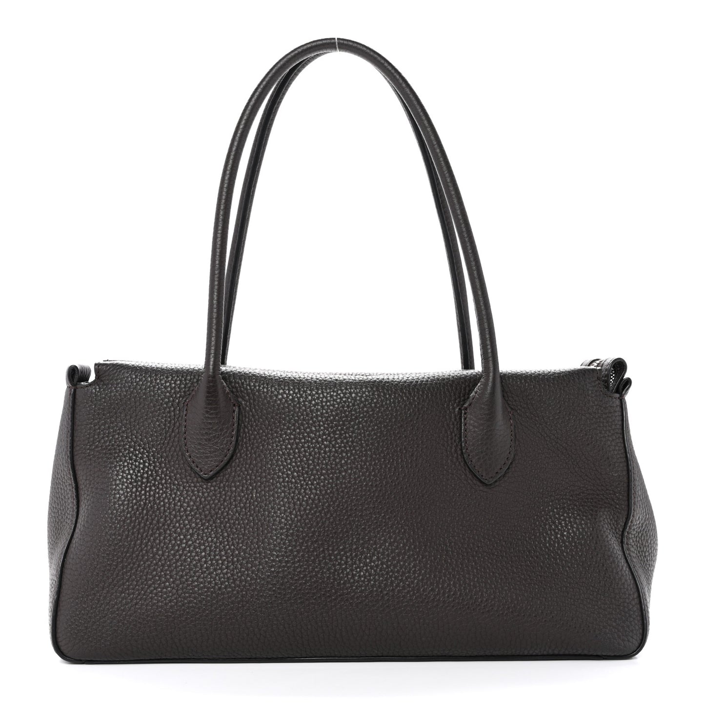 Grained Calfskin E/W Top Handle Bag Deep Brown