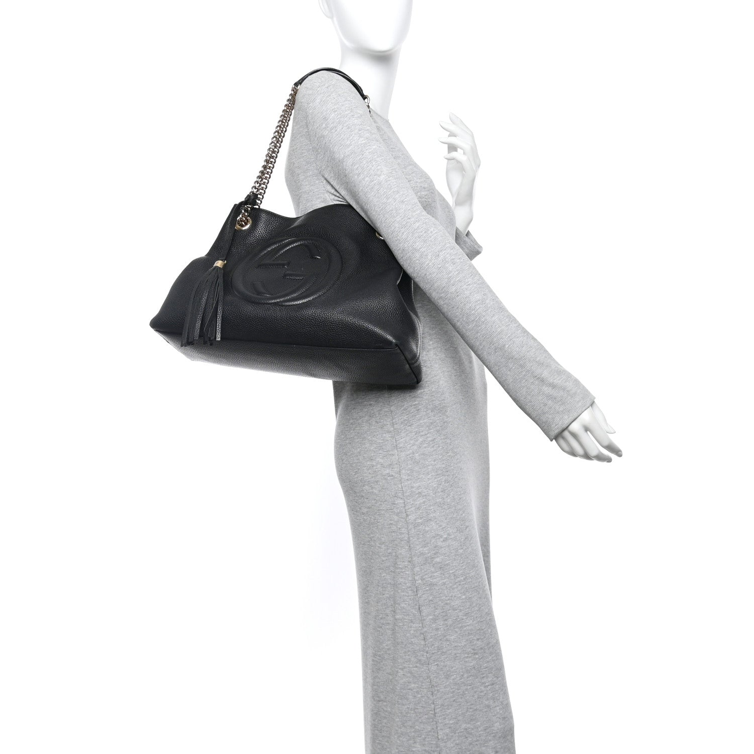 Gucci Pebbled Calfskin Medium Soho Chain Shoulder Bag Black 2 of 10