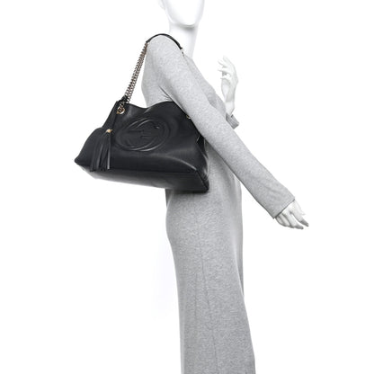Gucci Pebbled Calfskin Medium Soho Chain Shoulder Bag Black 2 of 10