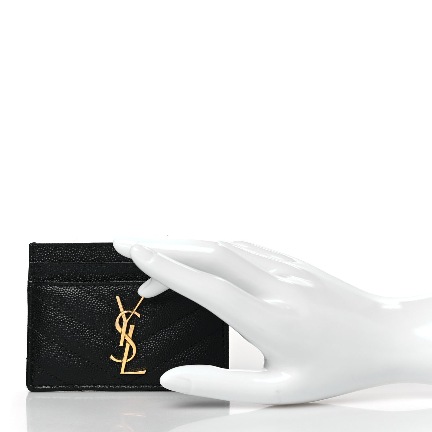 Grain De Poudre Matelasse Chevron Monogram Credit Card Case Black