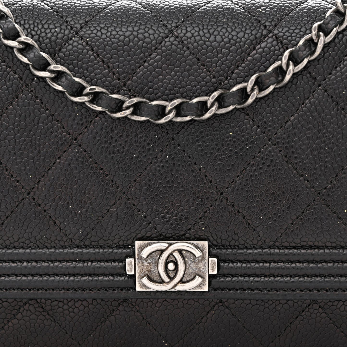 Caviar Quilted Boy Wallet On Chain WOC Black