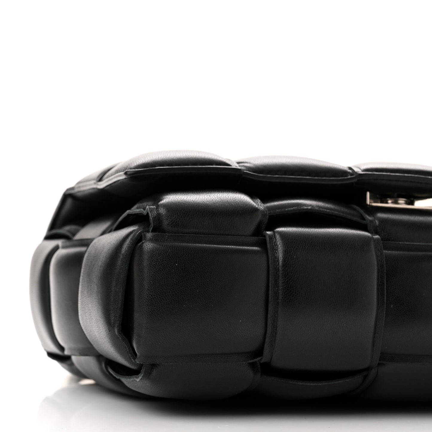 Lambskin Maxi Intreccio Padded Chain Cassette Crossbody Bag Black