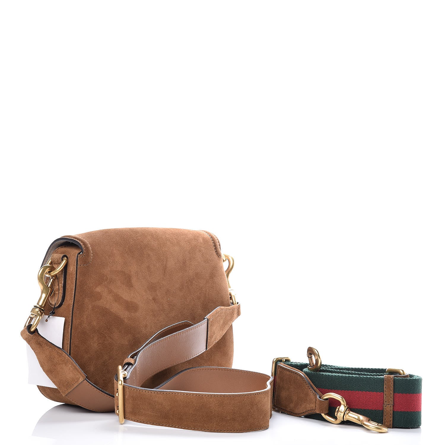 Gucci Suede Medium Lady Web Shoulder Bag New Marron 4 of 10