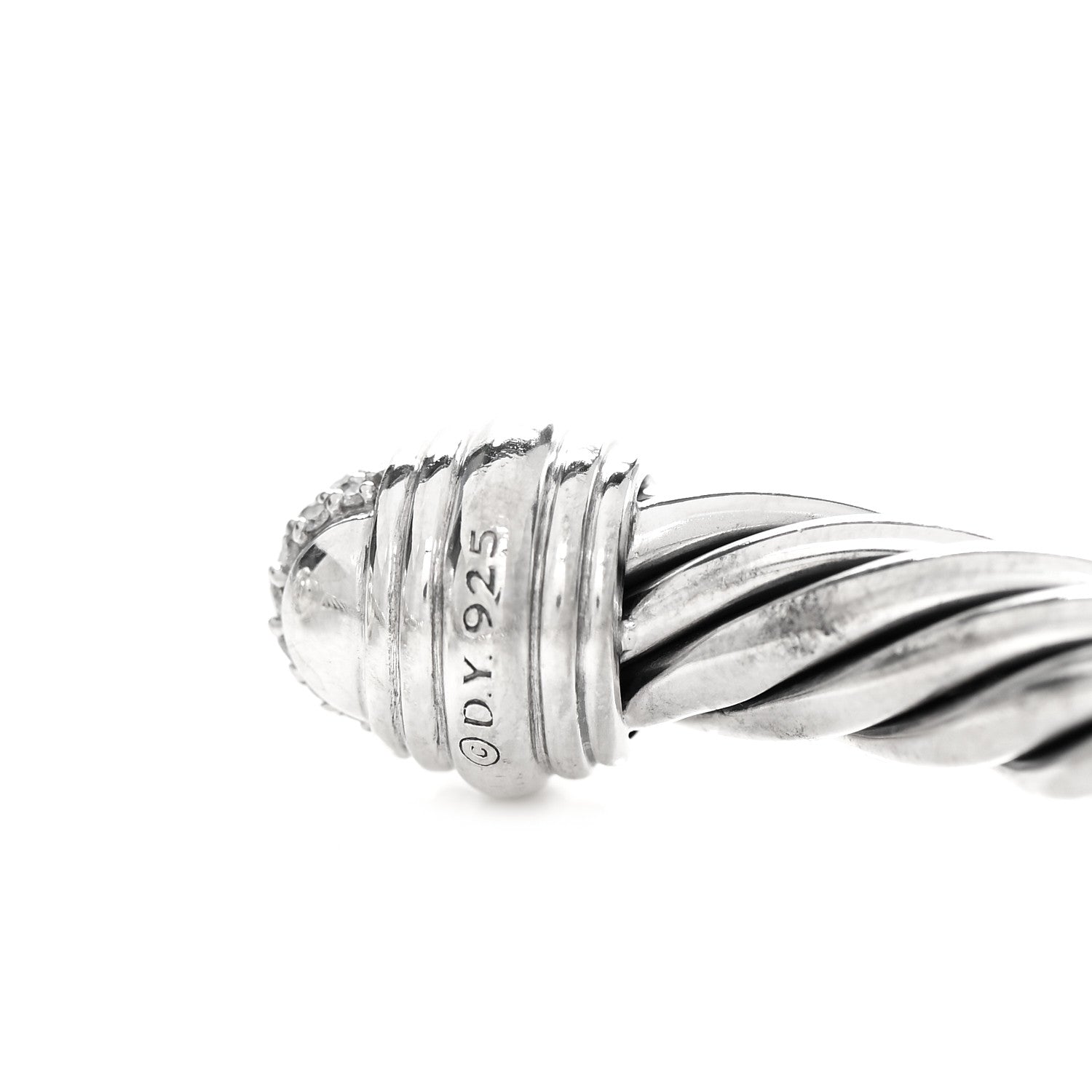 David Yurman Sterling Silver Diamond 8.5mm Cable Classics Bracelet 3 of 3