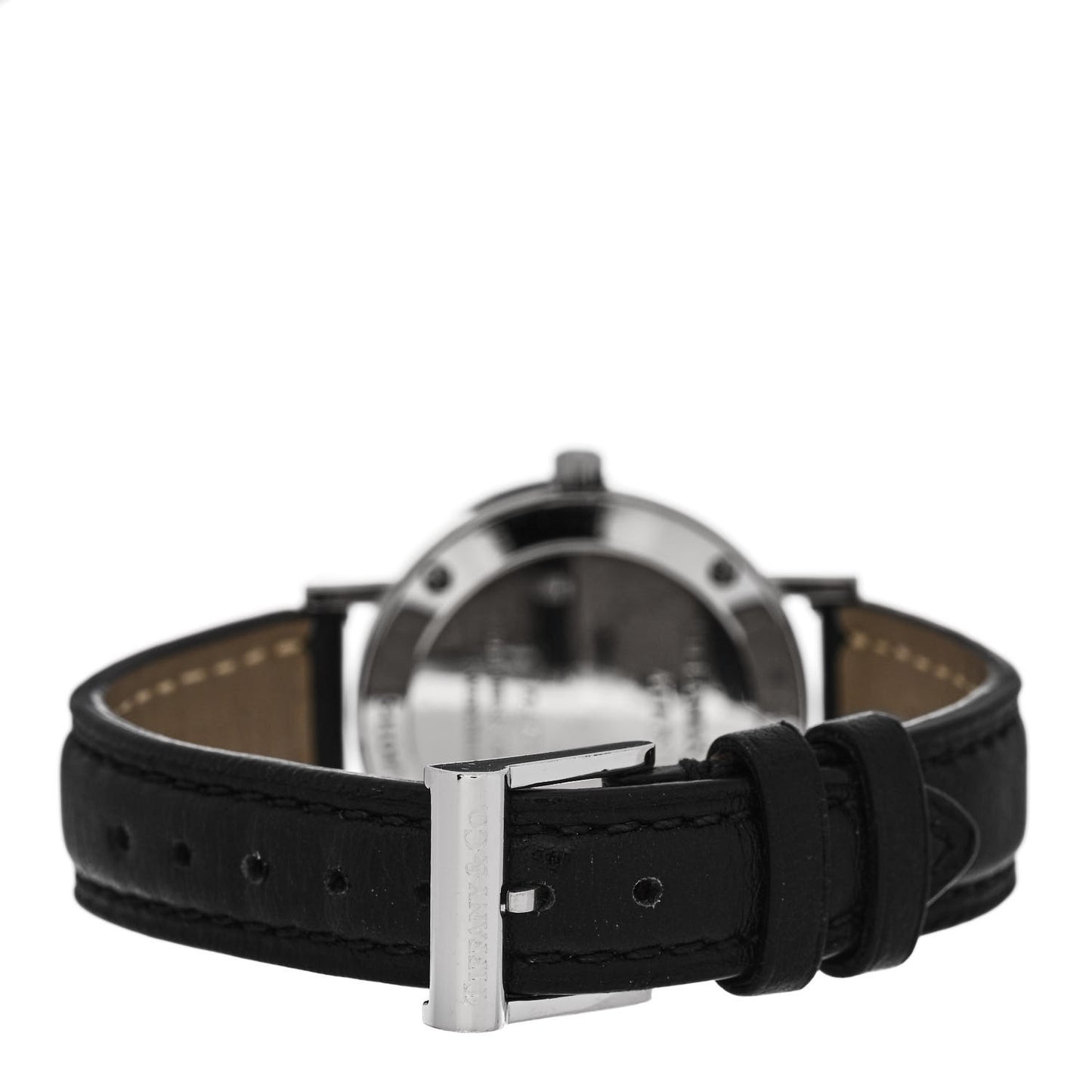 Sterling Silver Calfskin 29mm Atlas Quartz Watch Black