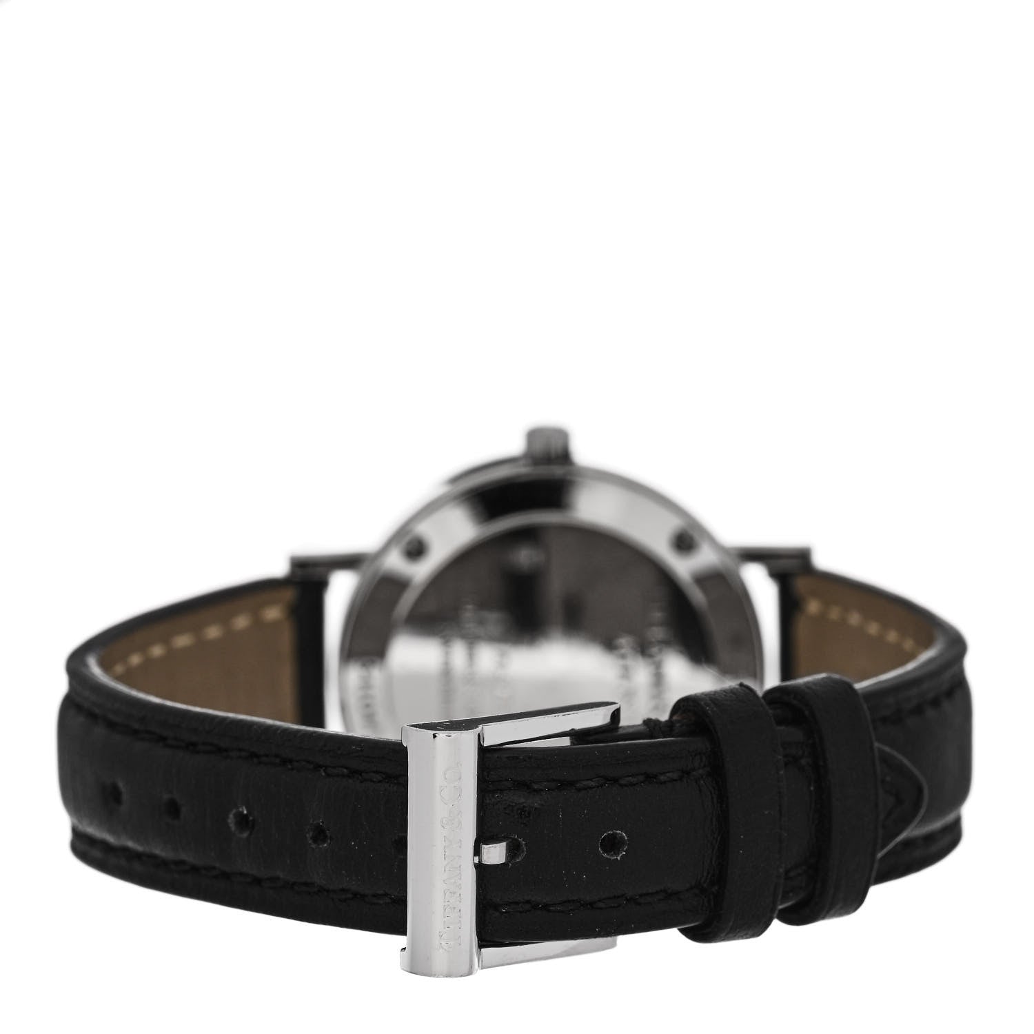 Tiffany Sterling Silver Calfskin 29mm Atlas Quartz Watch Black 3 of 5