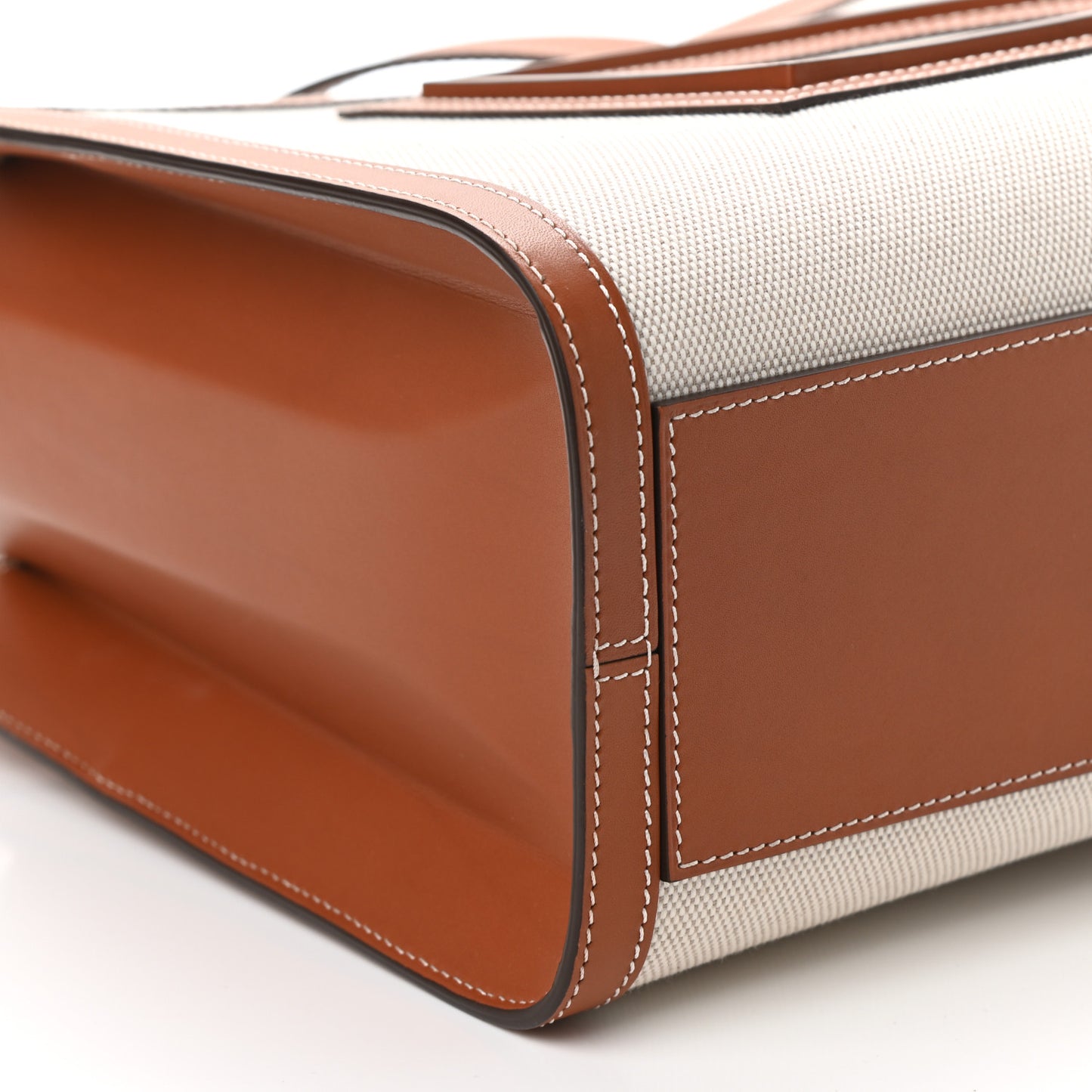 Canvas Calfsim Frame Tote PM Natural Brandy