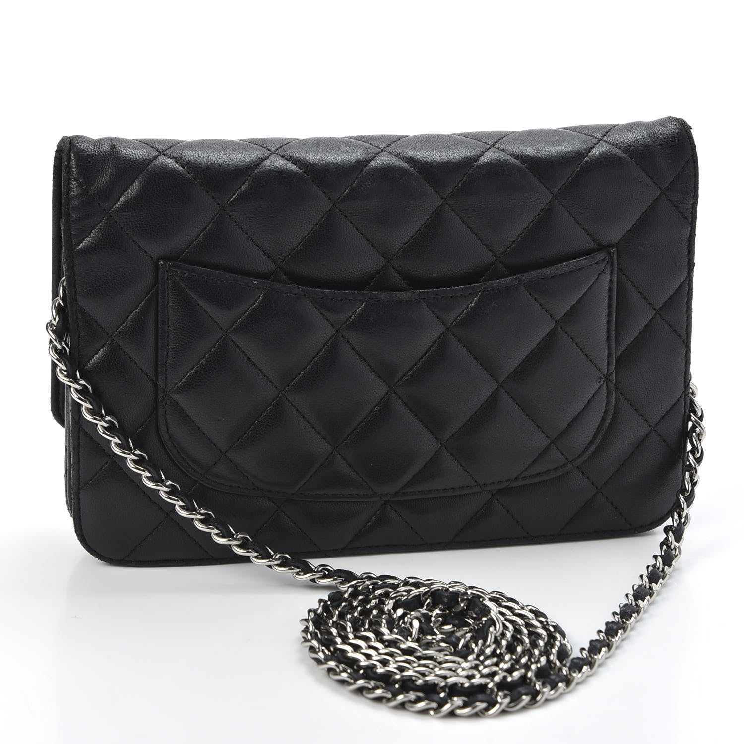 Chanel Lambskin Quilted Wallet On Chain WOC Black 2 of 10