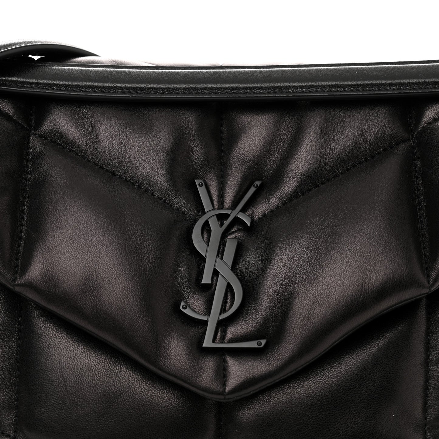 Calfskin Quilted Medium Loulou Puffer Monogram Chain Satchel Black