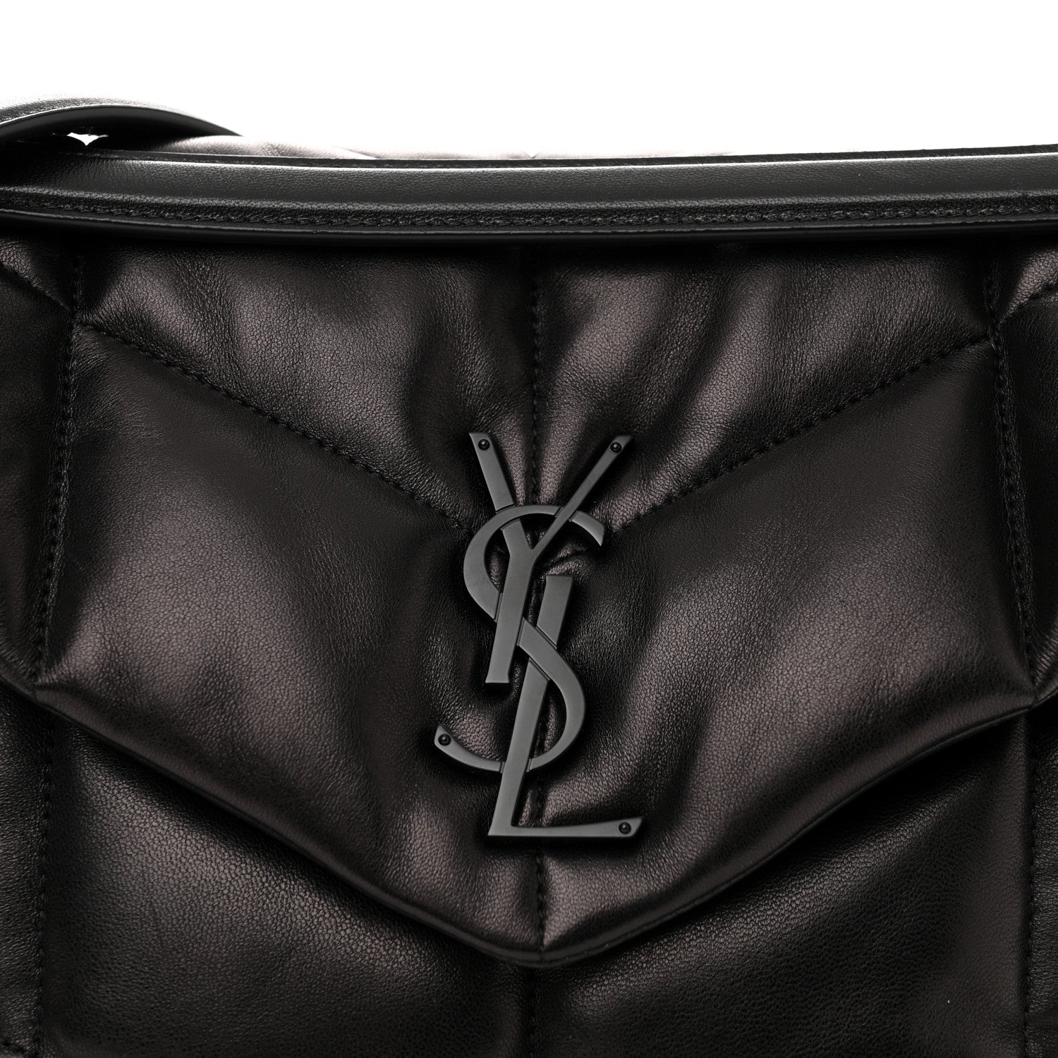 Saint Laurent Calfskin Quilted Medium Loulou Puffer Monogram Chain Satchel Black 8 of 11
