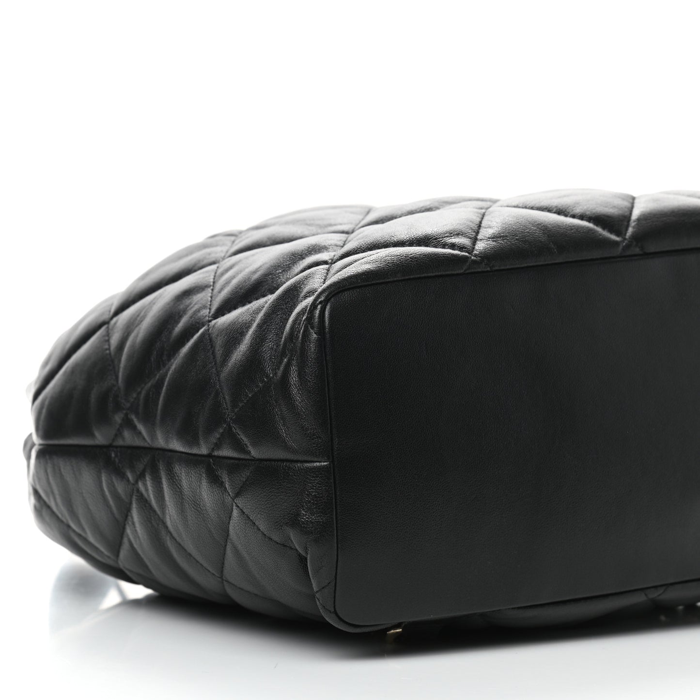 Lambskin Quilted Drawstring Backpack Black