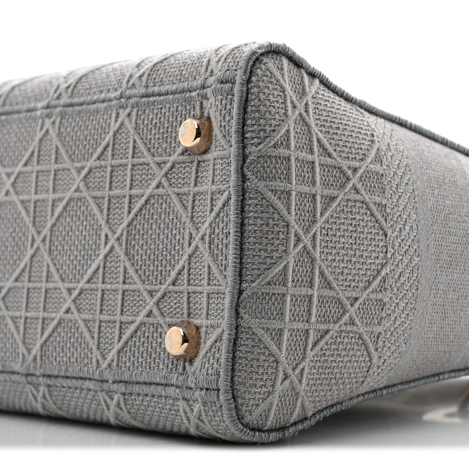 Christian Dior Canvas Embroidered Cannage Medium Lady D-Lite Gray 10 of 12