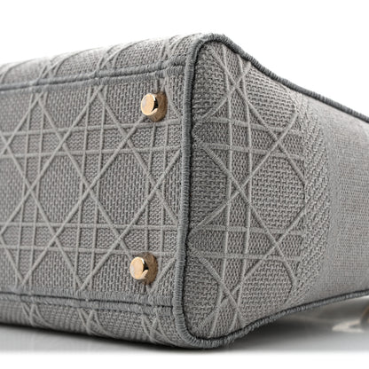 Christian Dior Canvas Embroidered Cannage Medium Lady D-Lite Gray 10 of 12