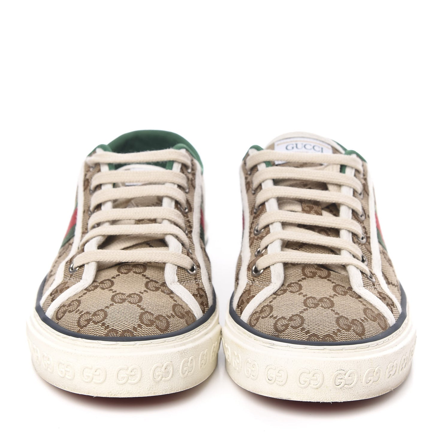 GG Monogram Web Womens 1977 Tennis Sneakers 39 Beige Ebony Mystic White