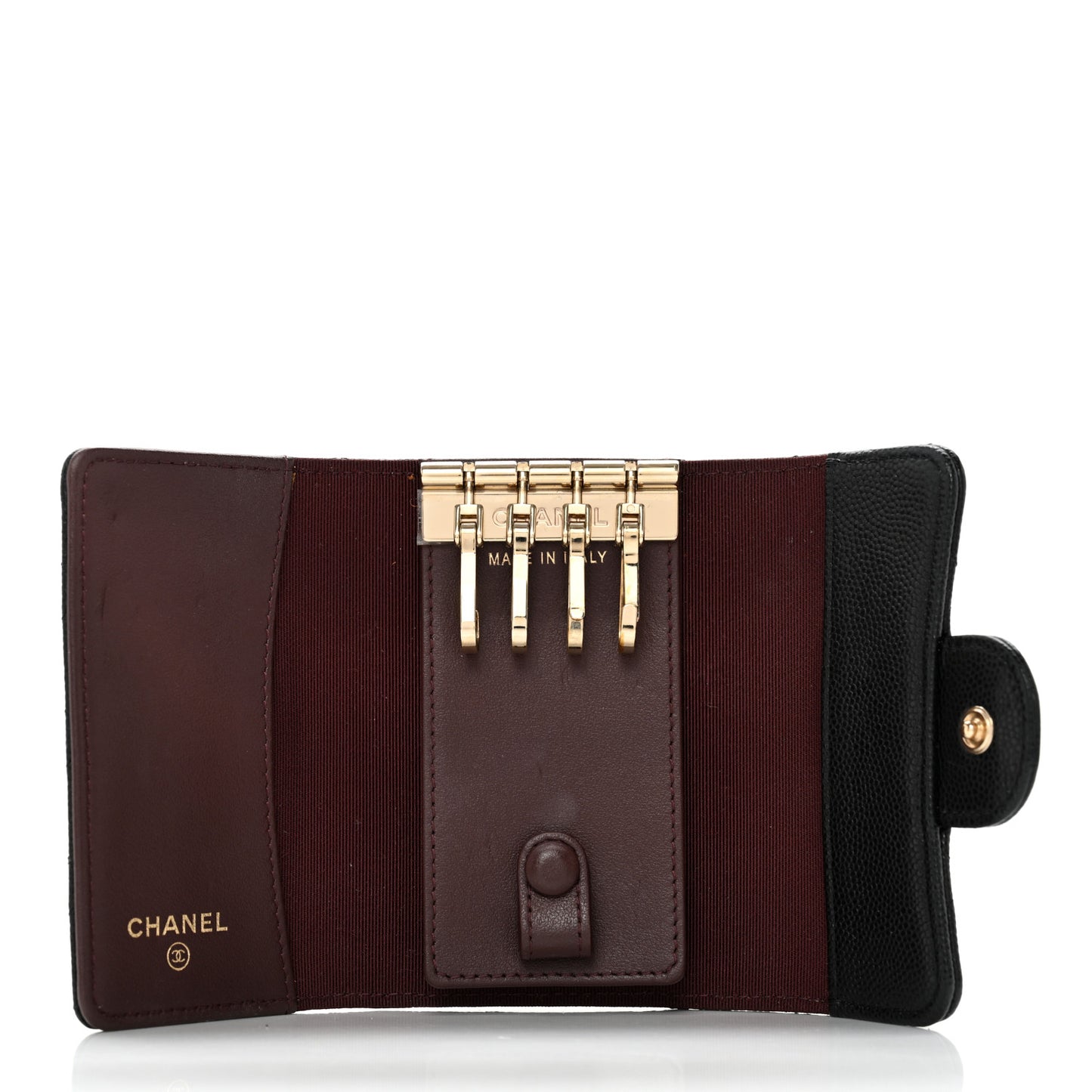 Caviar Quilted Classic 4 Key Holder Wallet Black