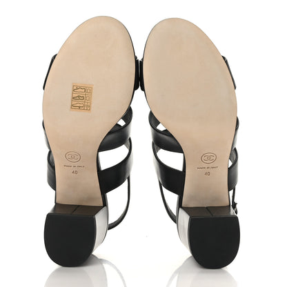 Chanel Calfskin CC Turnlock Sandals 40 Black 5 of 9