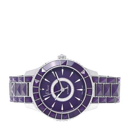 Christian Dior Stainless Steel Diamond Sapphire 38mm Christal Automatic Watch Purple 2 of 4