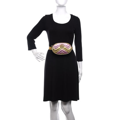 Gucci Metallic Nappa Matelasse Heart GG Marmont Belt Bag 85 34 Oro Vecchio Rosa 2 of 12