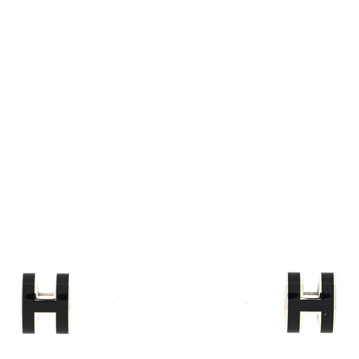Hermes Palladium Lacquered Mini Pop H Earrings Black 1 of 5