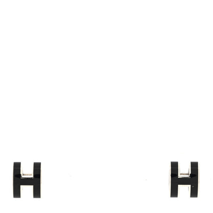 Hermes Palladium Lacquered Mini Pop H Earrings Black 1 of 5
