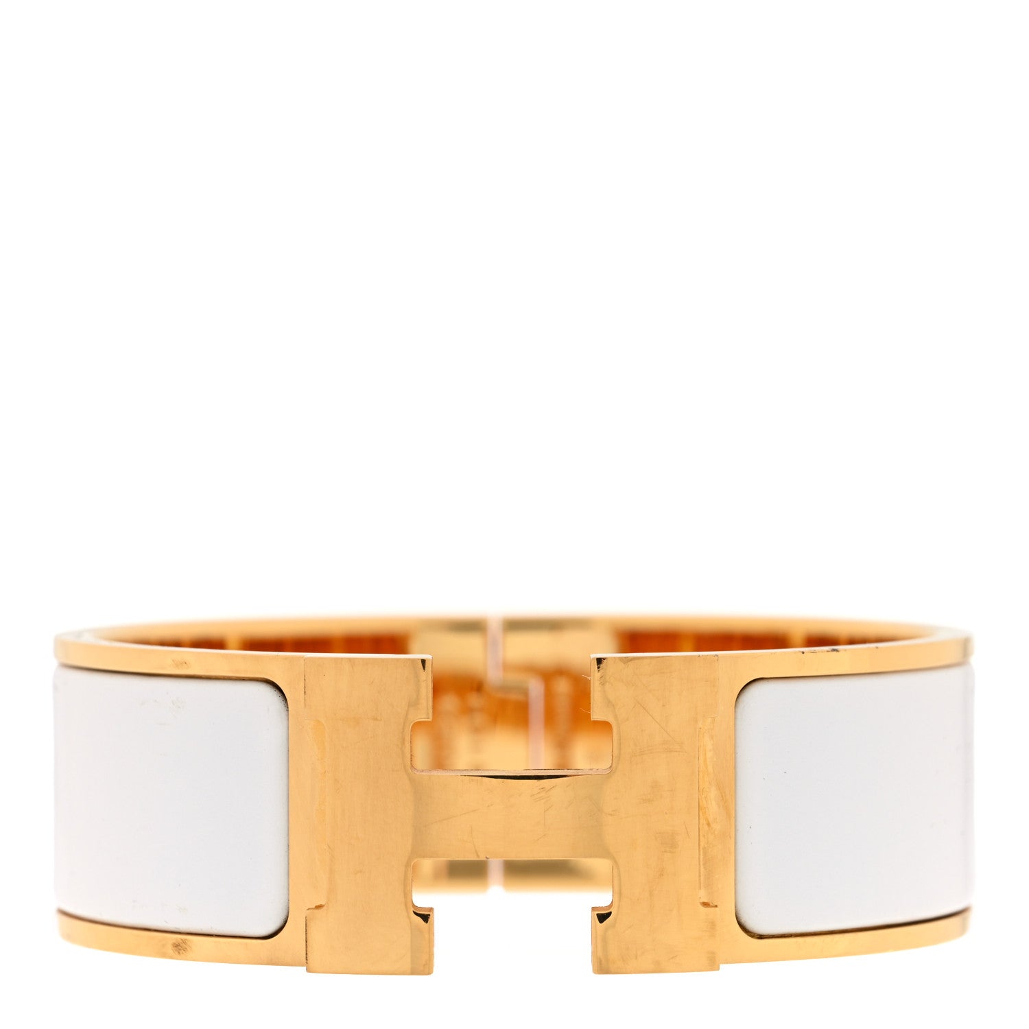 Hermes Enamel Wide Clic Clac H Bracelet PM White 1 of 5