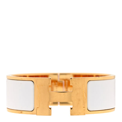 Hermes Enamel Wide Clic Clac H Bracelet PM White 1 of 5