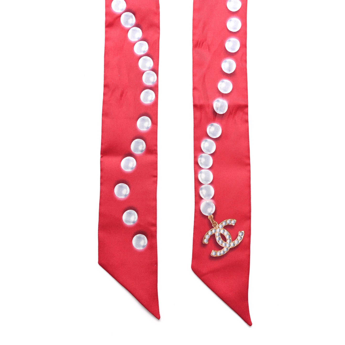Silk Pearl CC Slim Bandeau Scarf Red