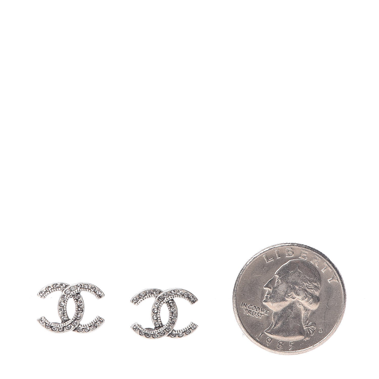Chanel Crystal CC Earrings Silver 2 of 5