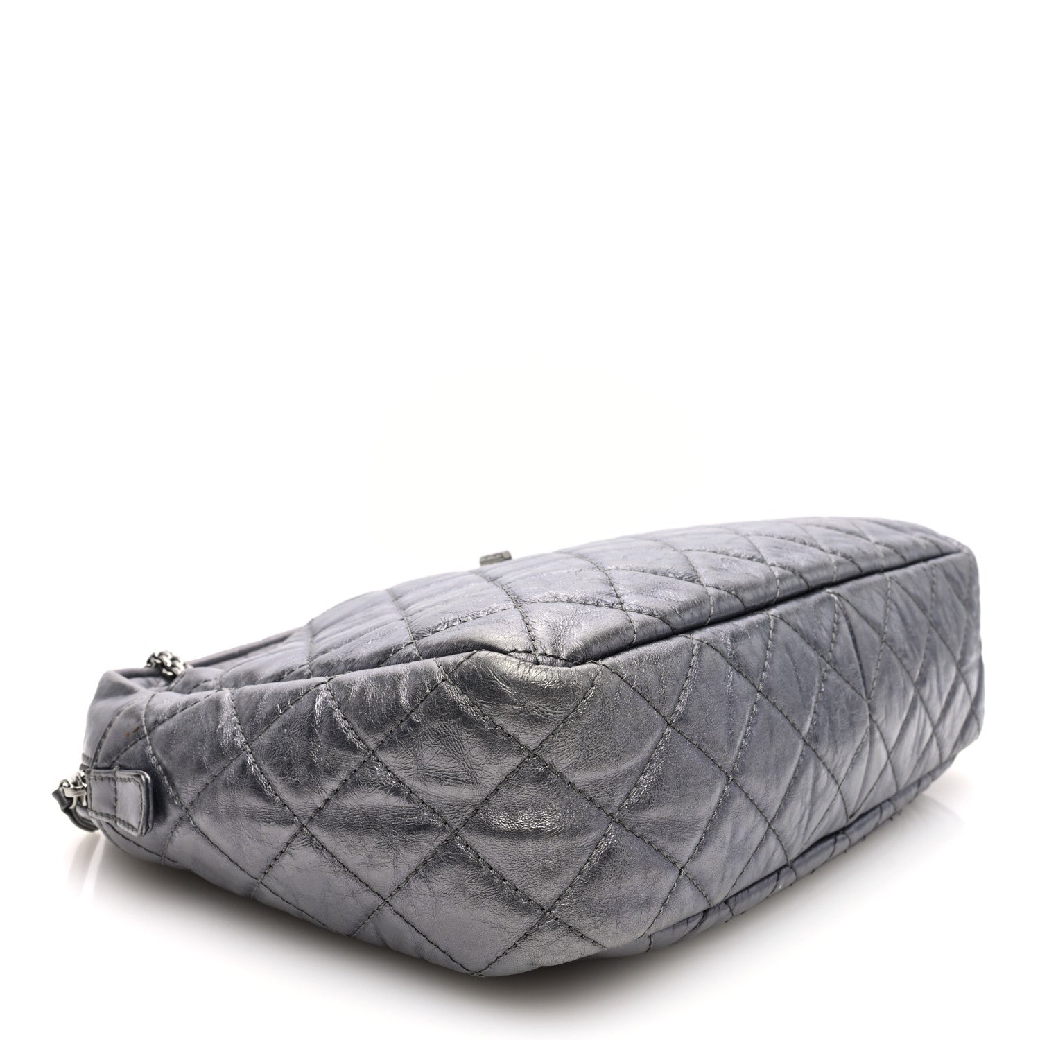 Chanel Metallic Aged Calfskin Quilted Large Reissue Camera Case Silver 4 of 10