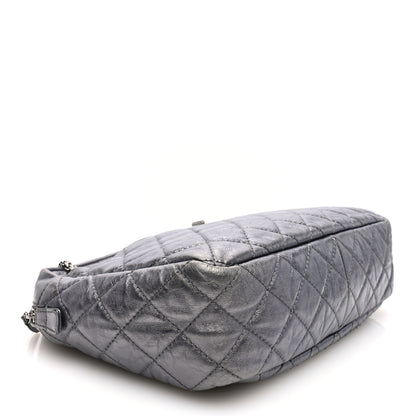 Chanel Metallic Aged Calfskin Quilted Large Reissue Camera Case Silver 4 of 10