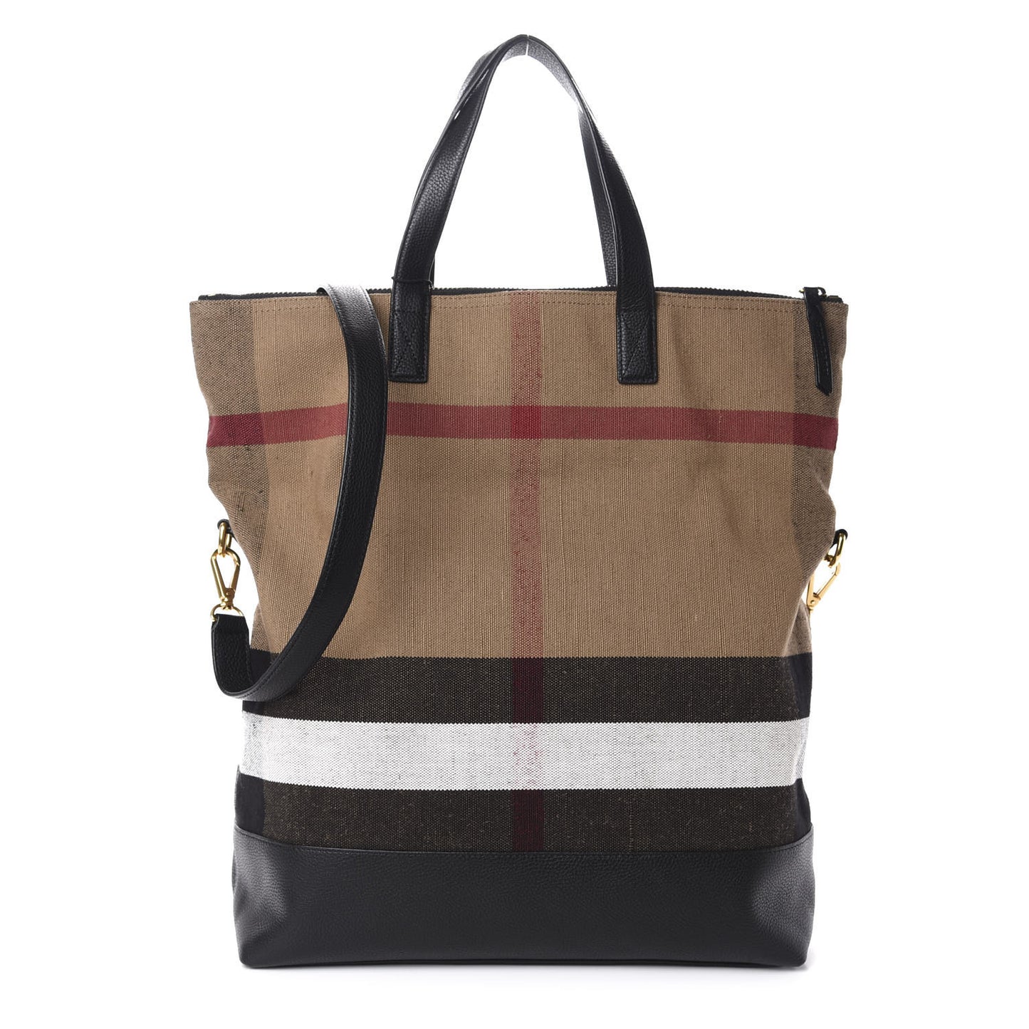 Grainy Calfskin Mega Check Armley Folding Messenger Black