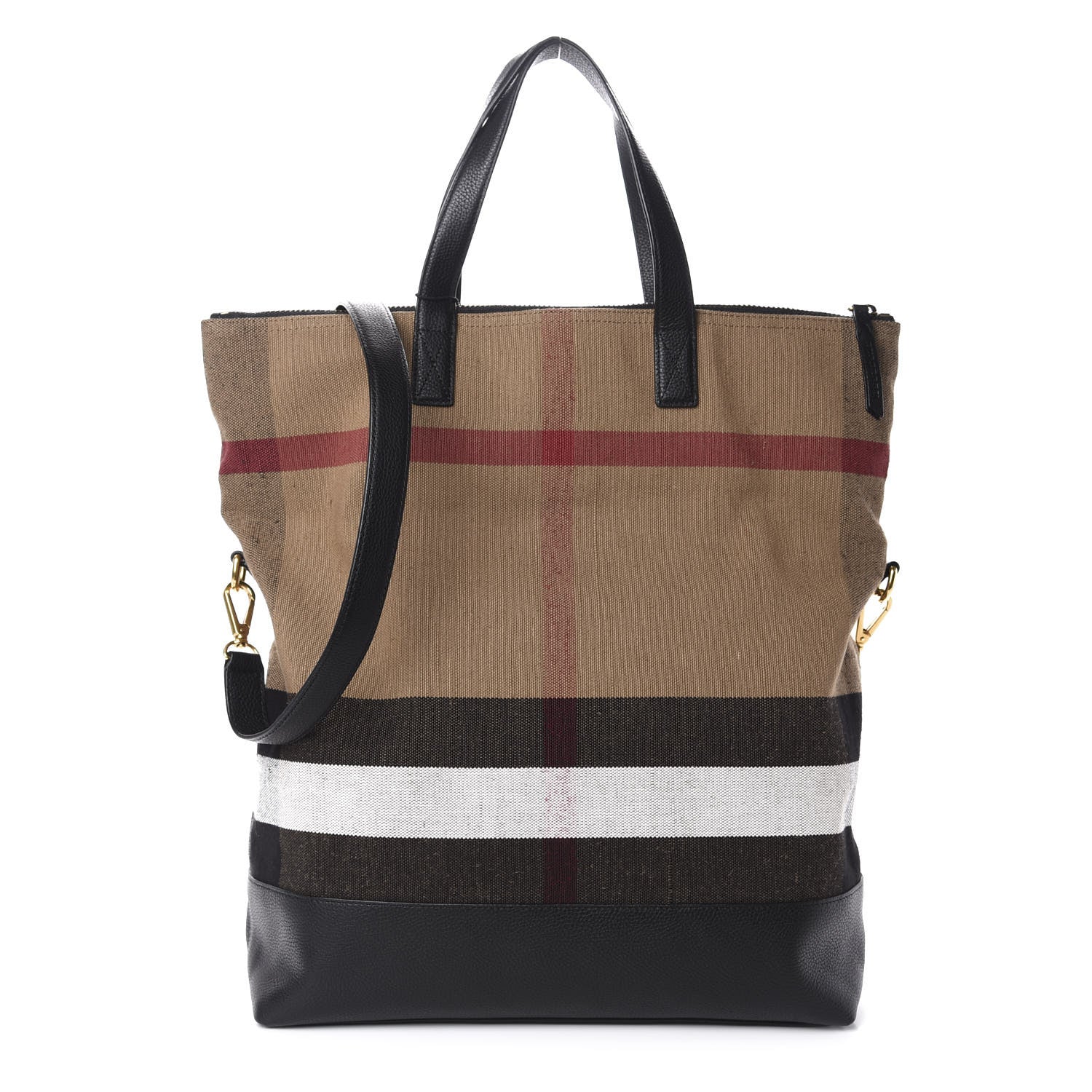 Burberry Grainy Calfskin Mega Check Armley Folding Messenger Black 3 of 11