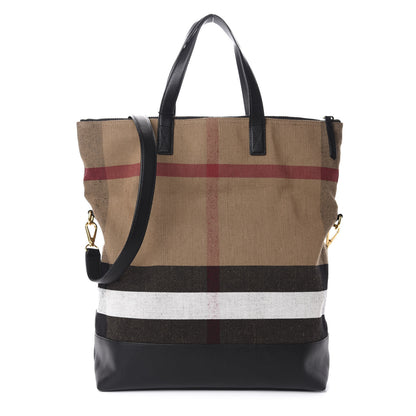 Burberry Grainy Calfskin Mega Check Armley Folding Messenger Black 3 of 11