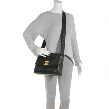 Chanel Lambskin Vertical Quilted CC Flap Shoulder Bag Black 2 of 8