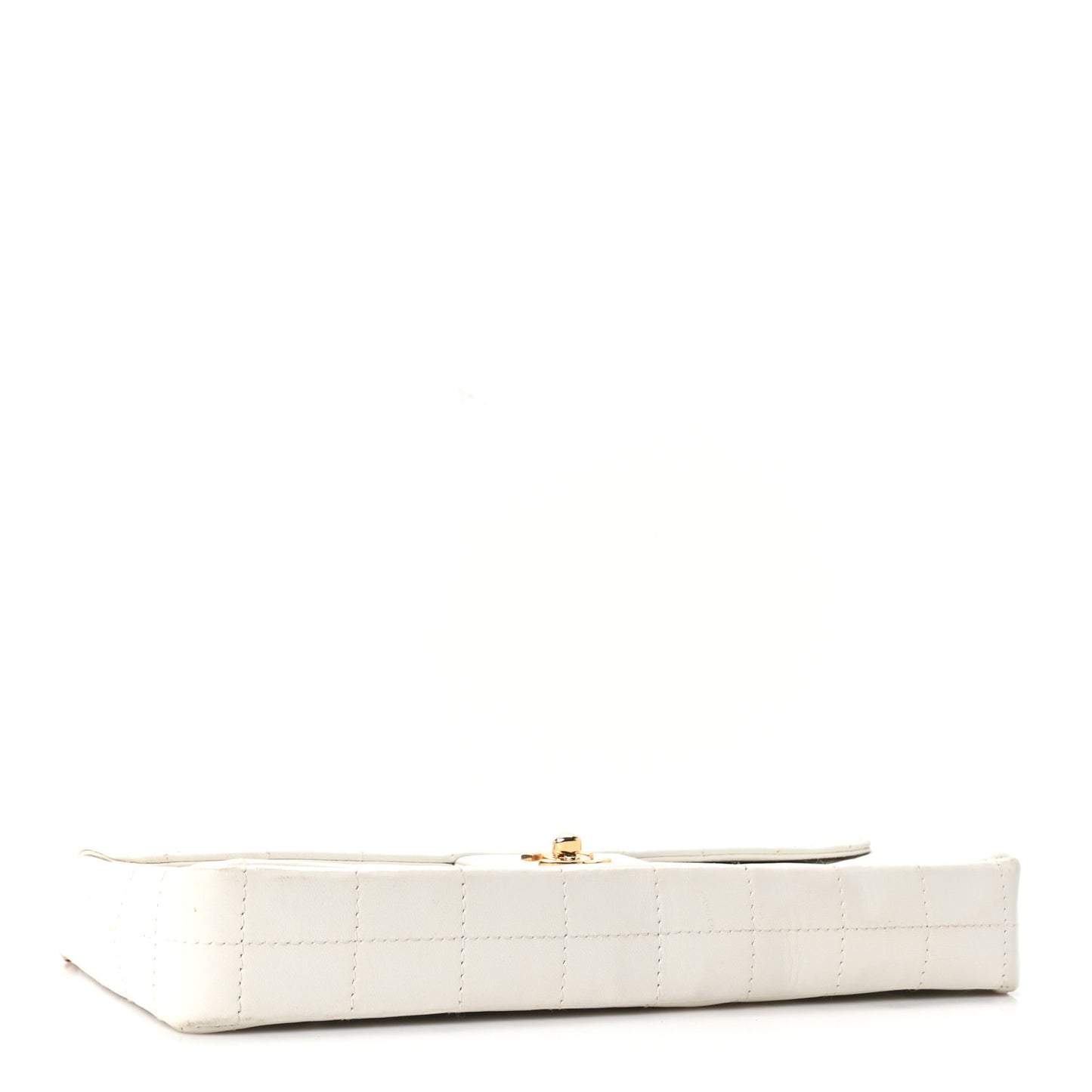 Lambskin East West Chocolate Bar Flap White