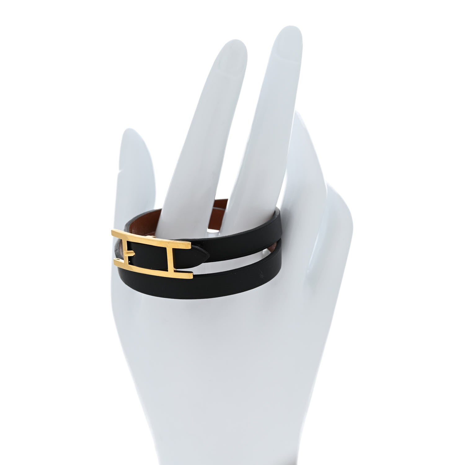 Hermes Chamonix Behapi Double Tour Bracelet XS Black Fauve 2 of 7