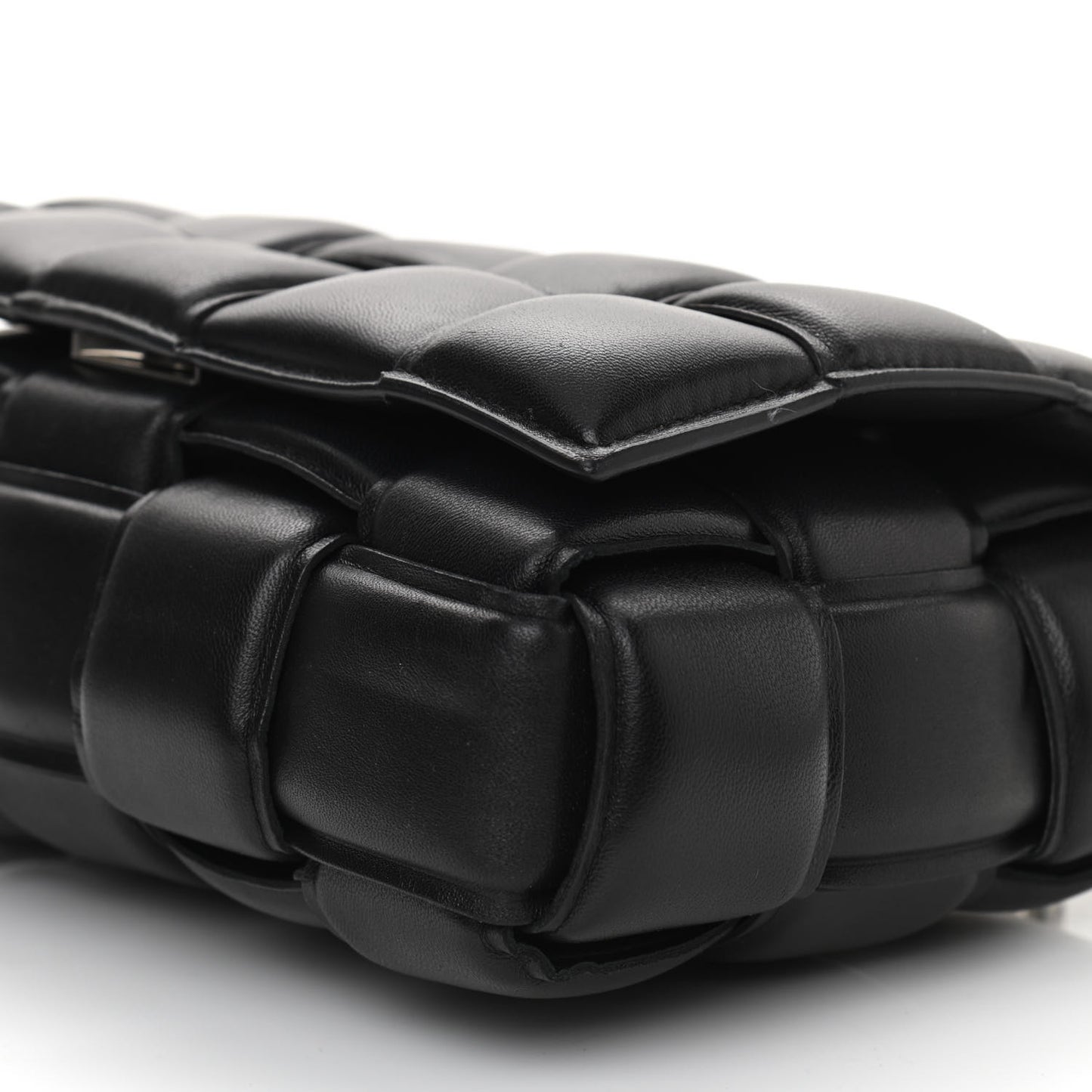Lambskin Maxi Intreccio Padded Chain Cassette Crossbody Bag Black