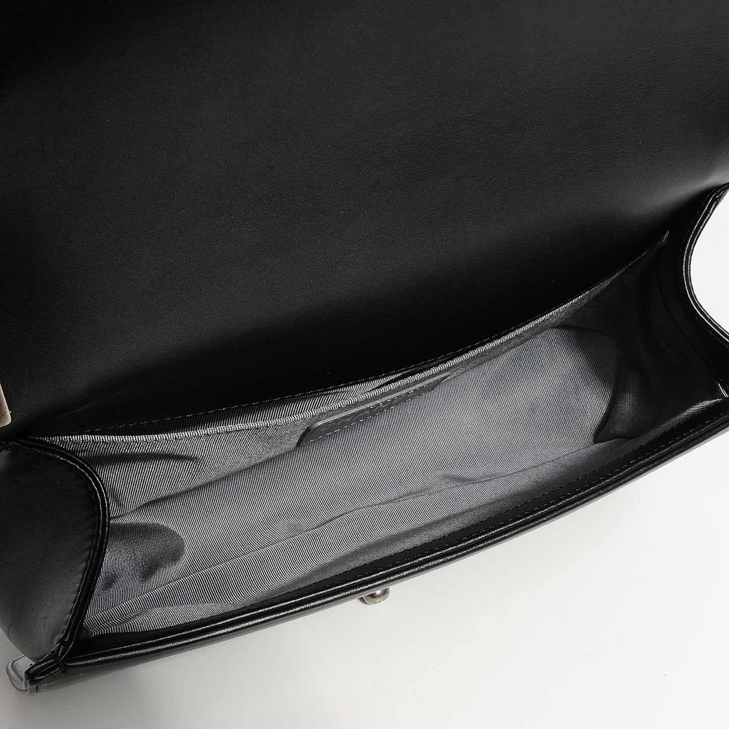 Metallic Calfskin Quilted Medium Boy Flap Black