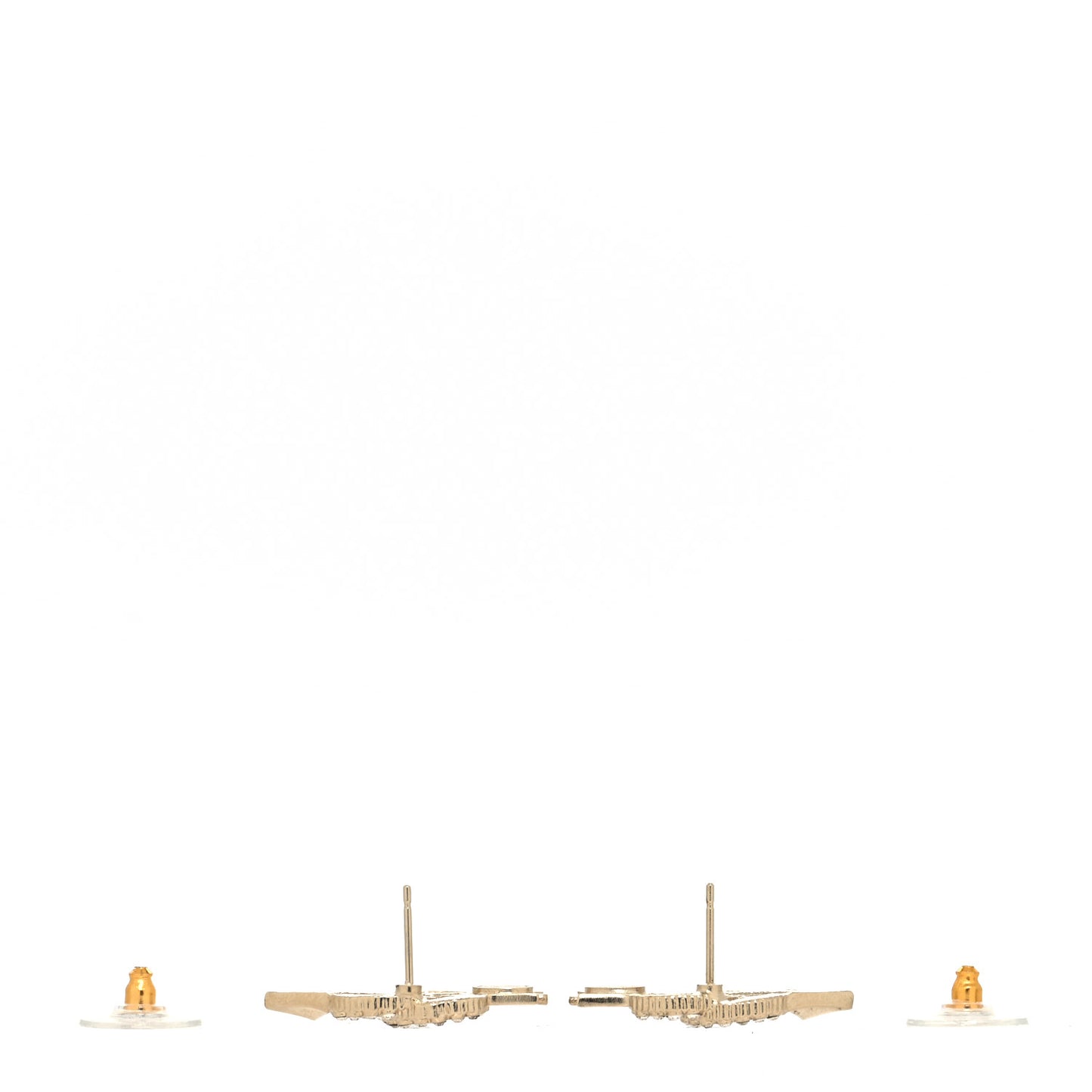 Metal Crystal CC Arrow Earrings Gold