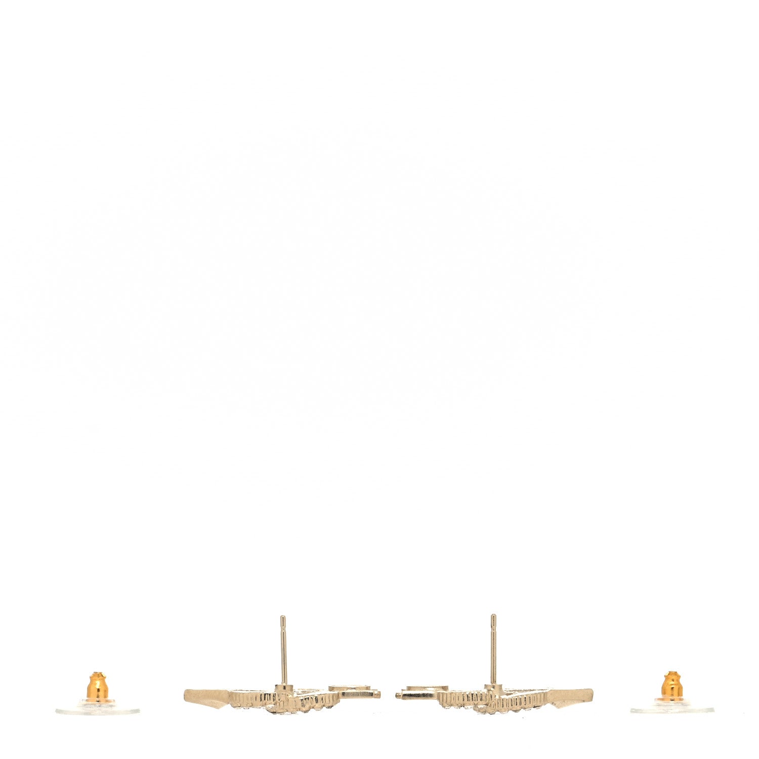 Chanel Metal Crystal CC Arrow Earrings Gold 3 of 4