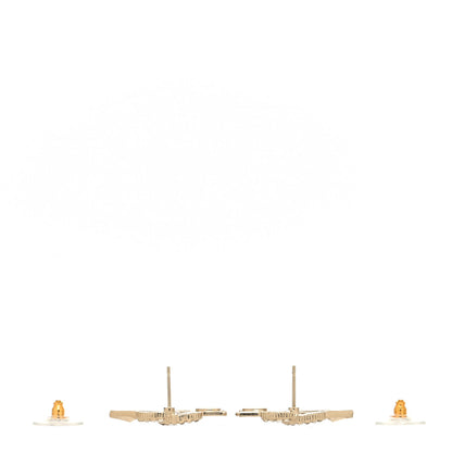 Chanel Metal Crystal CC Arrow Earrings Gold 3 of 4